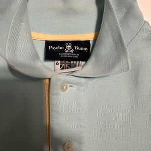 Pshyco Bunny light blue, yellow and pink polo